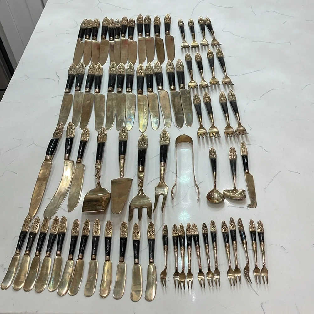 Vintage PCL SIAM Brass Wood BUDDHA 71 pieces